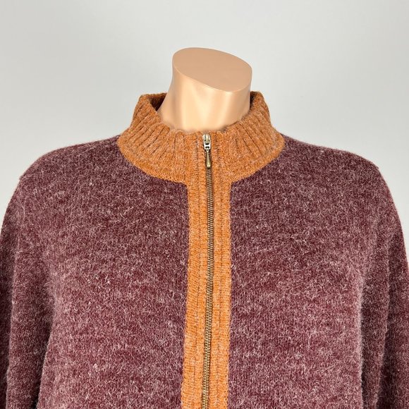 Linea Leisure by Louis Dell Olio Wine Brown Double Zip Long Cardigan size 3X - Picture 2 of 16